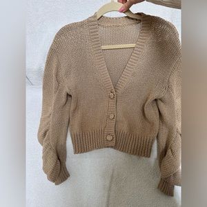 Metallic gold button down sweater cardigan